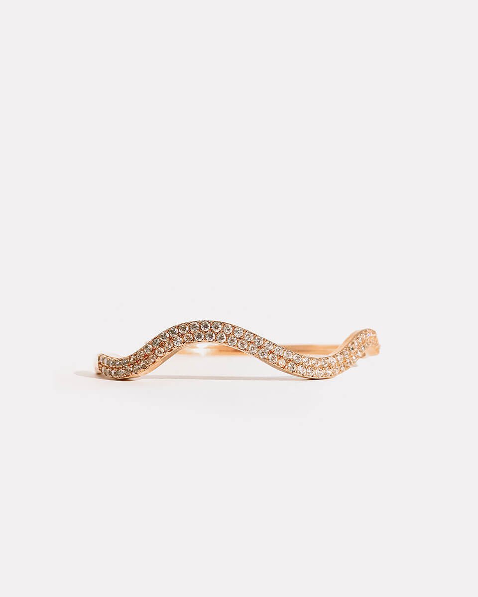 Dainty Curved Wave Rhinestone Thin Band