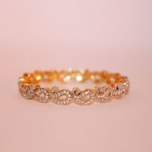 Twisted Loop Paved Rhinestone Link Bangle